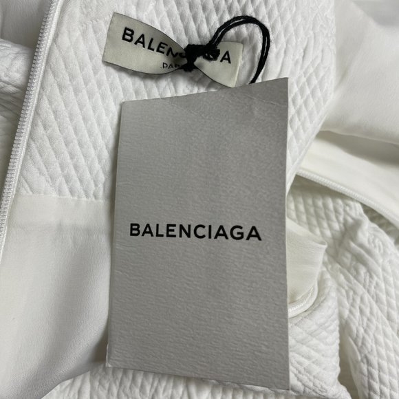 NWT BALENCIAGA White Quilted Shift Dress - Picture 11 of 15